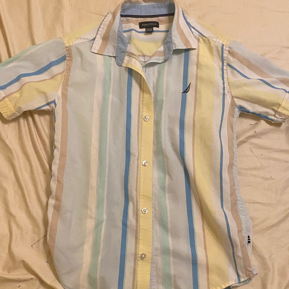Nautica Men's Pastel Striped Button Down Shirt